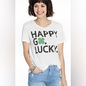 Chaser Happy Go Lucky Four Leaf Clover St. Patrick’s Day Graphic T-Shirt